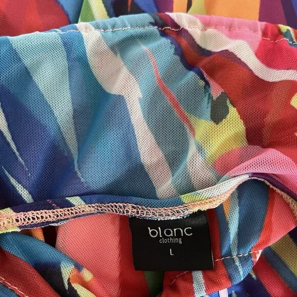 Blanc Clothingsexy mesh bodycon mini dress size large open back & sides stretch - Picture 6 of 11